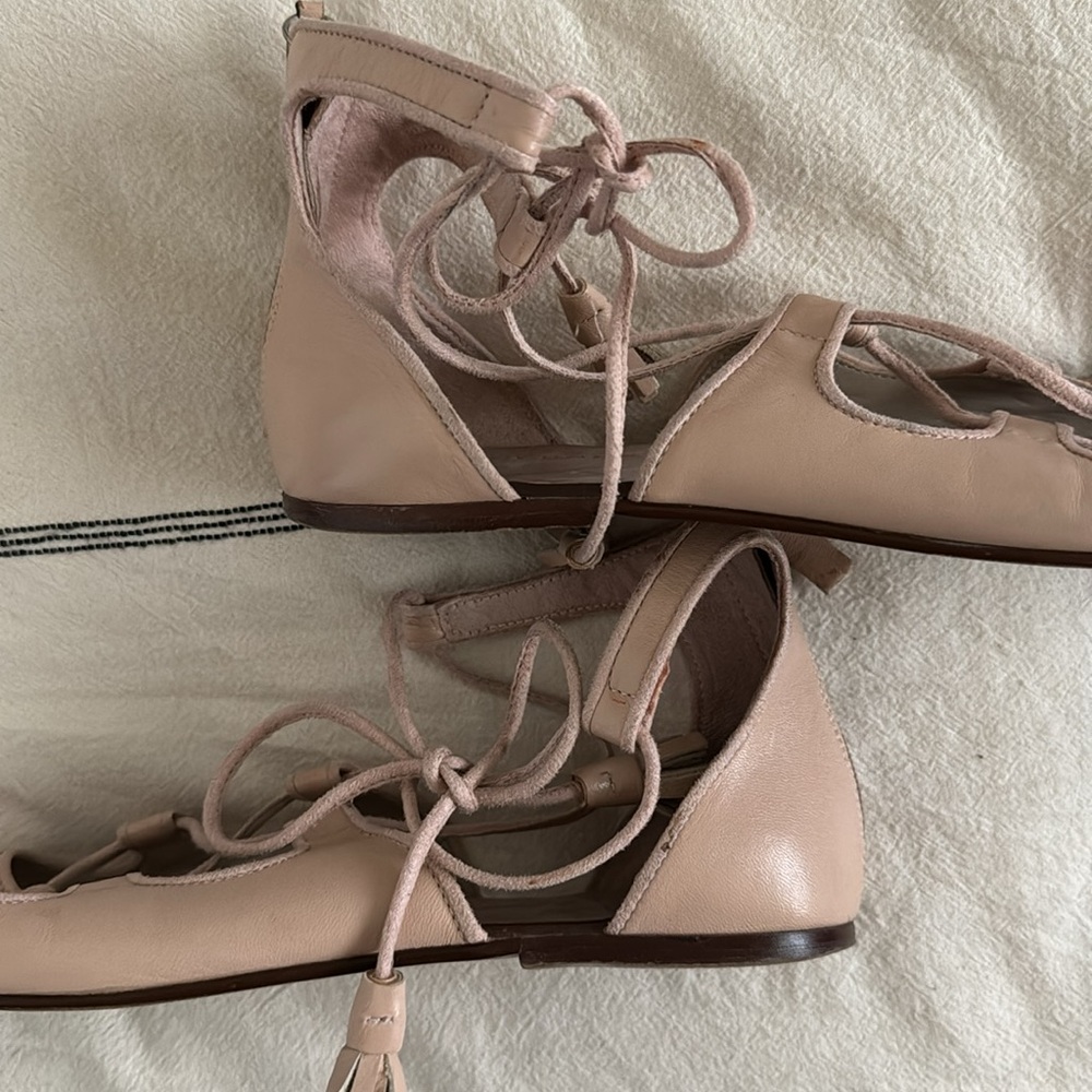 Zara women’s basic collection Strappy Leather Sandals Pink size 39 (US 8) - Picture 5 of 7